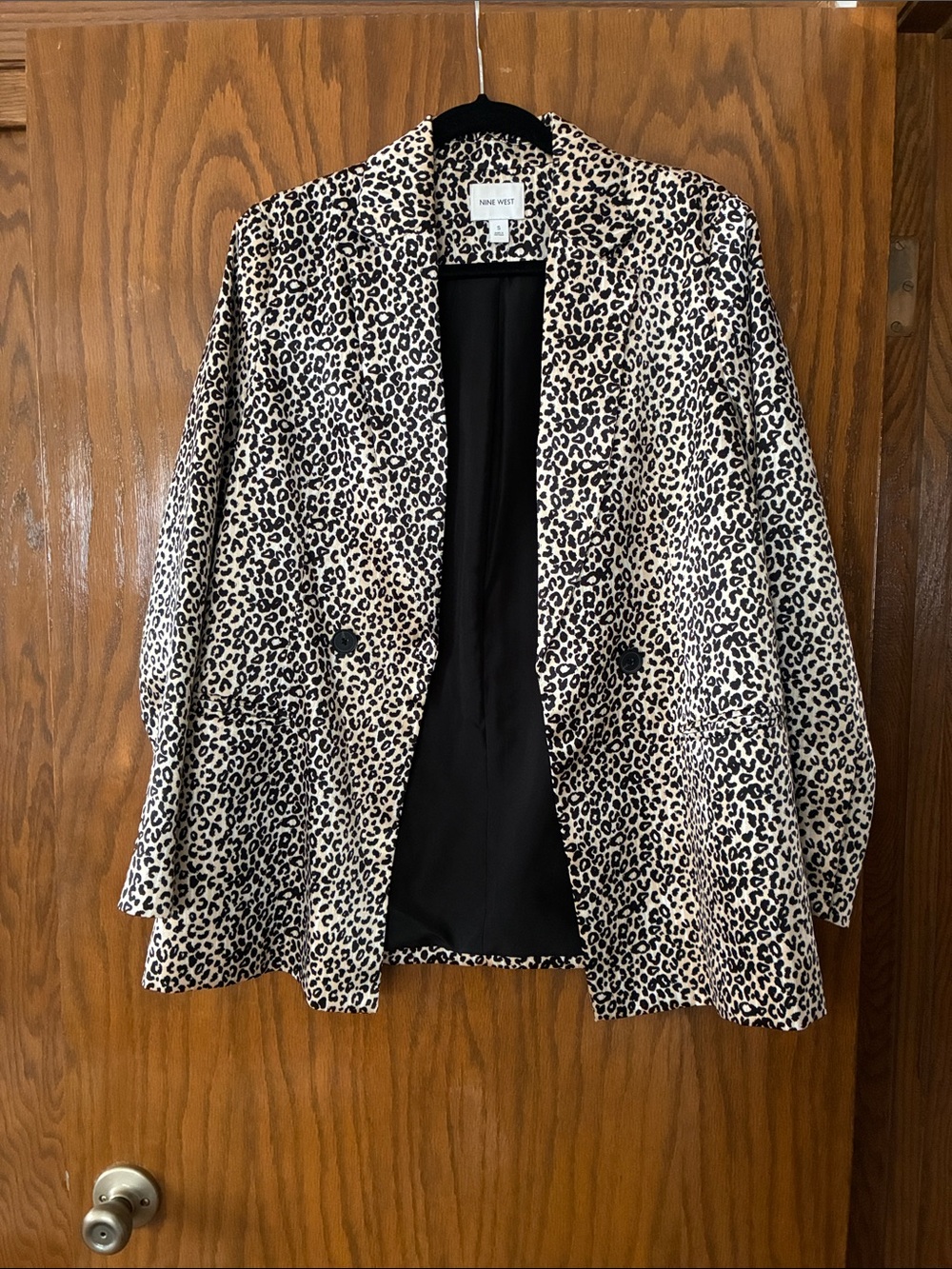 Nine West Leopard Print Blazer Jacket in Black and Cream